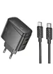 СЗУ Hoco CS63A Bright PD65W (1USB-A/1C) + кабель Type-C to Type-C Black
