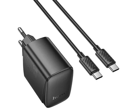 СЗУ Hoco CS63A Bright PD65W (1USB-A/1C) + кабель Type-C to Type-C Black