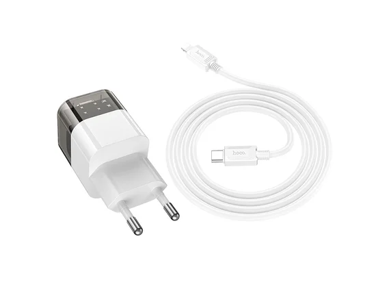 СЗУ Hoco C125A Transparent 1C PD20W + Type-C to Lightning Transparent black