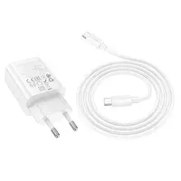 СЗУ Hoco N63 Gentle PD30W+QC3.0 (1USB-A/1C) + кабель Type-C to Type-C White