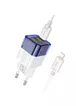 СЗУ Hoco C125A Transparent 1C PD20W + Type-C to Lightning Transparent blue