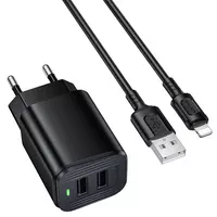 СЗУ Borofone BAS81A Star 10.5W (2USB-A) + кабель USB to Lightning Black