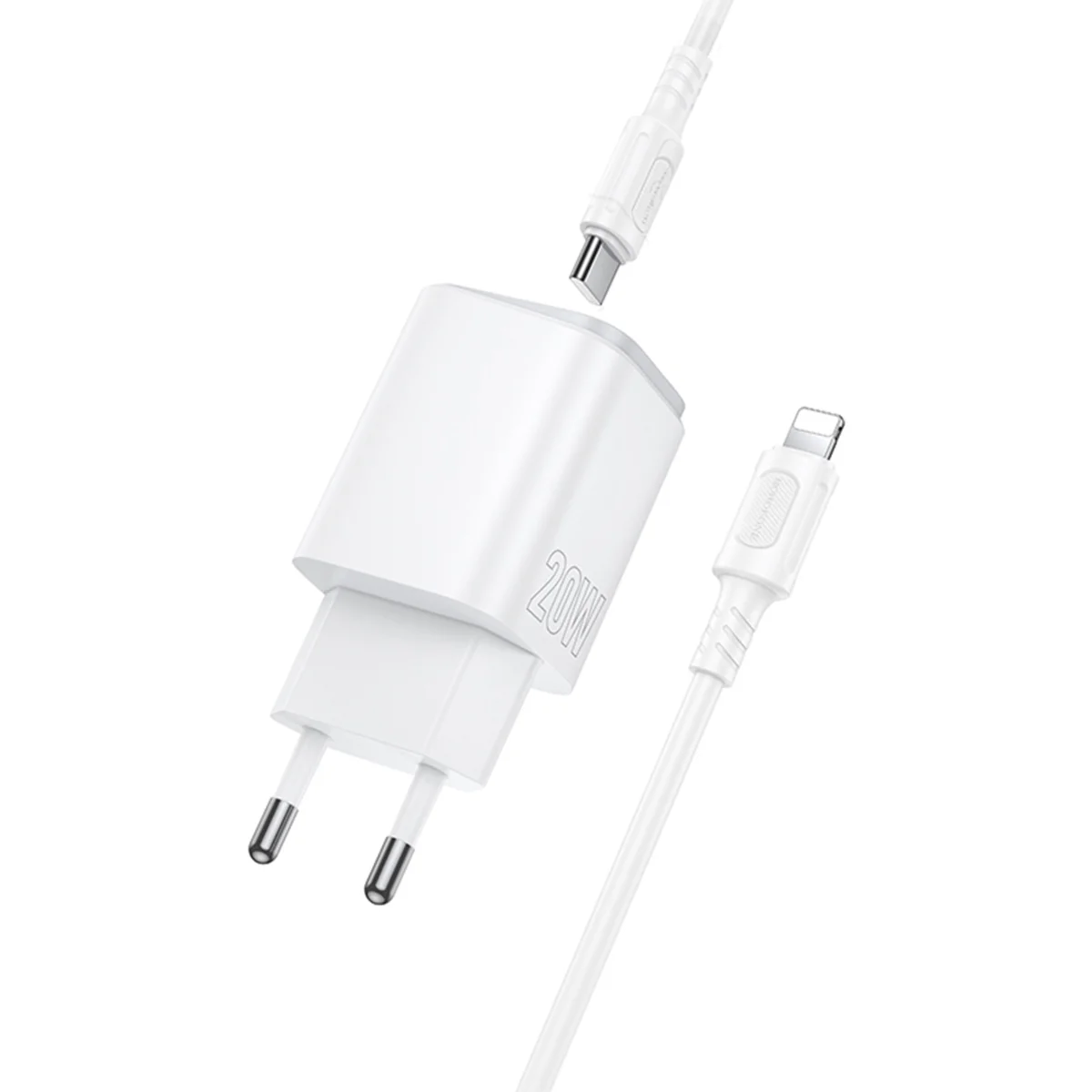 СЗУ Borofone BAS83A Star PD20W+QC3.0 (1USB-A/1C) + кабель Type-C to Lightning White