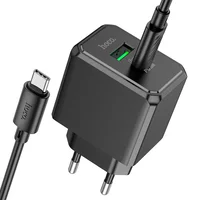 СЗУ Hoco CS14A PD20W+QC3.0 (1USB-A/1C) + Type-C to Type-C Black