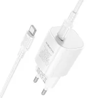 СЗУ Borofone BA103A Pudding PD20W (1USB-C) + кабель Type-C to Type-C White