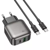 СЗУ Borofone BAS54A Absolute PD20W+QC3.0 (1USB-A/1C) + Type-C to Type-C Black