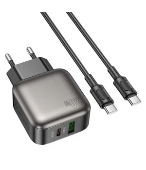 СЗУ Borofone BAS54A Absolute PD20W+QC3.0 (1USB-A/1C) + Type-C to Type-C Black