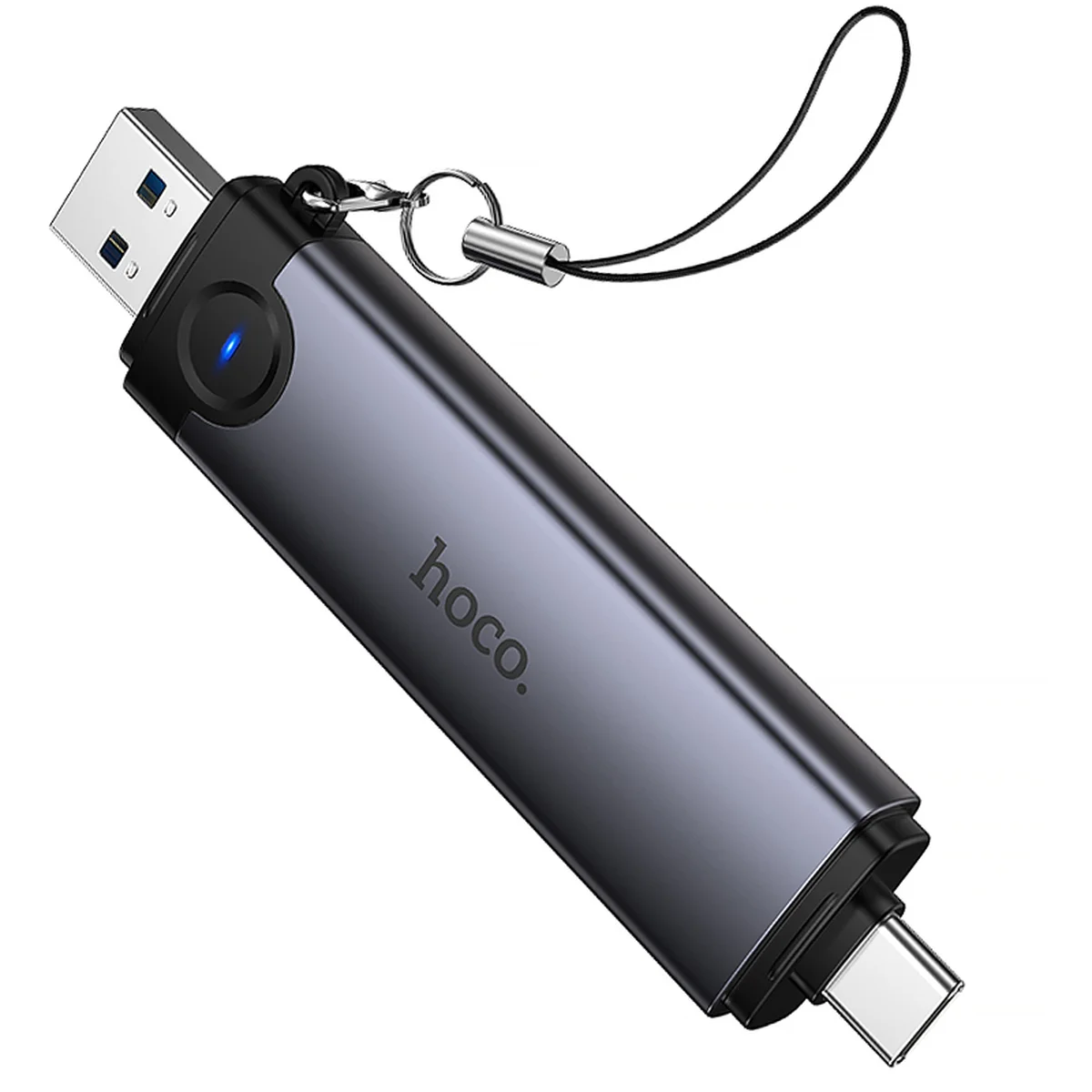 Картридер Hoco HB56 Victory 5in1 Type-C/USB2.0 to SD/TF3.0 + USB 2.0 Metal gray