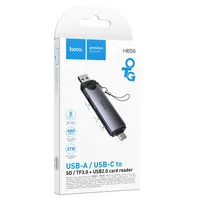 Картридер Hoco HB56 Victory 5in1 Type-C/USB2.0 to SD/TF3.0 + USB 2.0 Metal gray