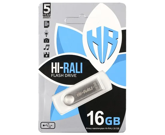 Флеш накопитель USB 3.0 Hi-Rali Shuttle 16 GB Серебряная серия Серебряный