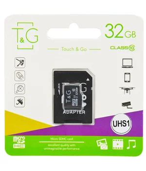 Карта памяти T&G (UHS-1) microSDHC Class 10 - 32GB (с адаптером) Черный