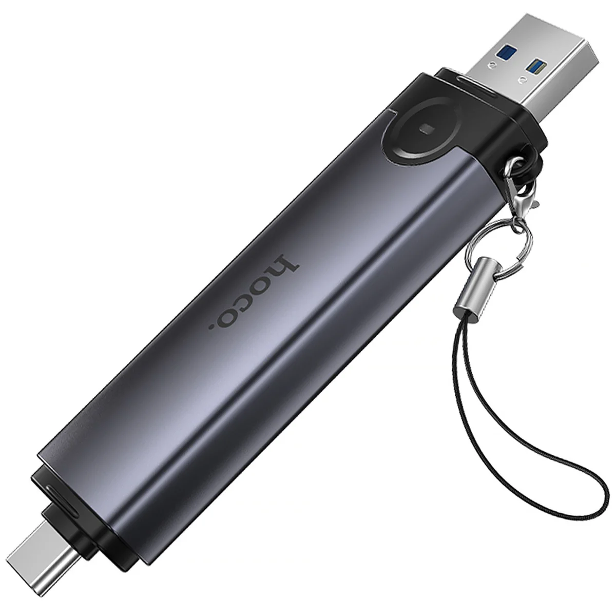 Картридер Hoco HB56 Victory 5in1 Type-C/USB2.0 to SD/TF3.0 + USB 2.0 Metal gray
