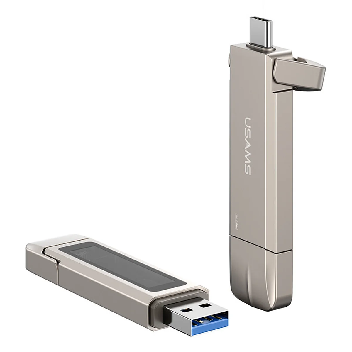 Флеш накопитель USAMS US-ZB279 USB3.2+Type-C GEN1 Dual Ports Aluminum Alloy 10G Flash Drive 256G Silver