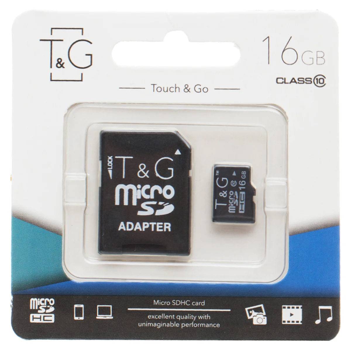 Карта пам'яті T&G (UHS-1) microSDHC Class 10 - 16GB (з адаптером) Чорний
