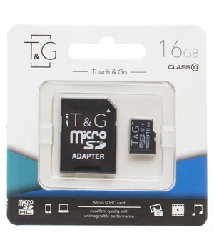 Карта пам'яті T&G (UHS-1) microSDHC Class 10 - 16GB (з адаптером) Чорний