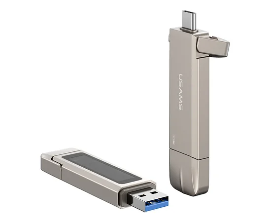 Флеш накопичувач USAMS US-ZB280 USB3.2+Type-C GEN1 Dual Ports Aluminum Alloy 10G Flash Drive 512Gb Silver