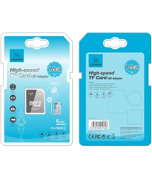 Карта пам'яті USAMS US-ZB117 TF High Speed Card 16 Gb + Adapter Blue