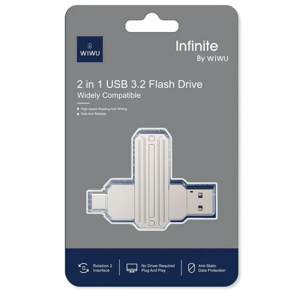 Флеш-накопитель WIWU WI-FD003 Infinite 2in1 Type-C USB 3.2 - 128 GB Silver