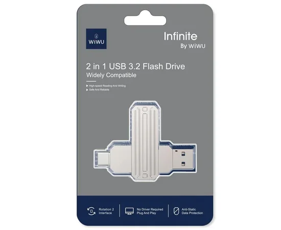 Флеш-накопитель WIWU WI-FD003 Infinite 2in1 Type-C USB 3.2 - 128 GB Silver