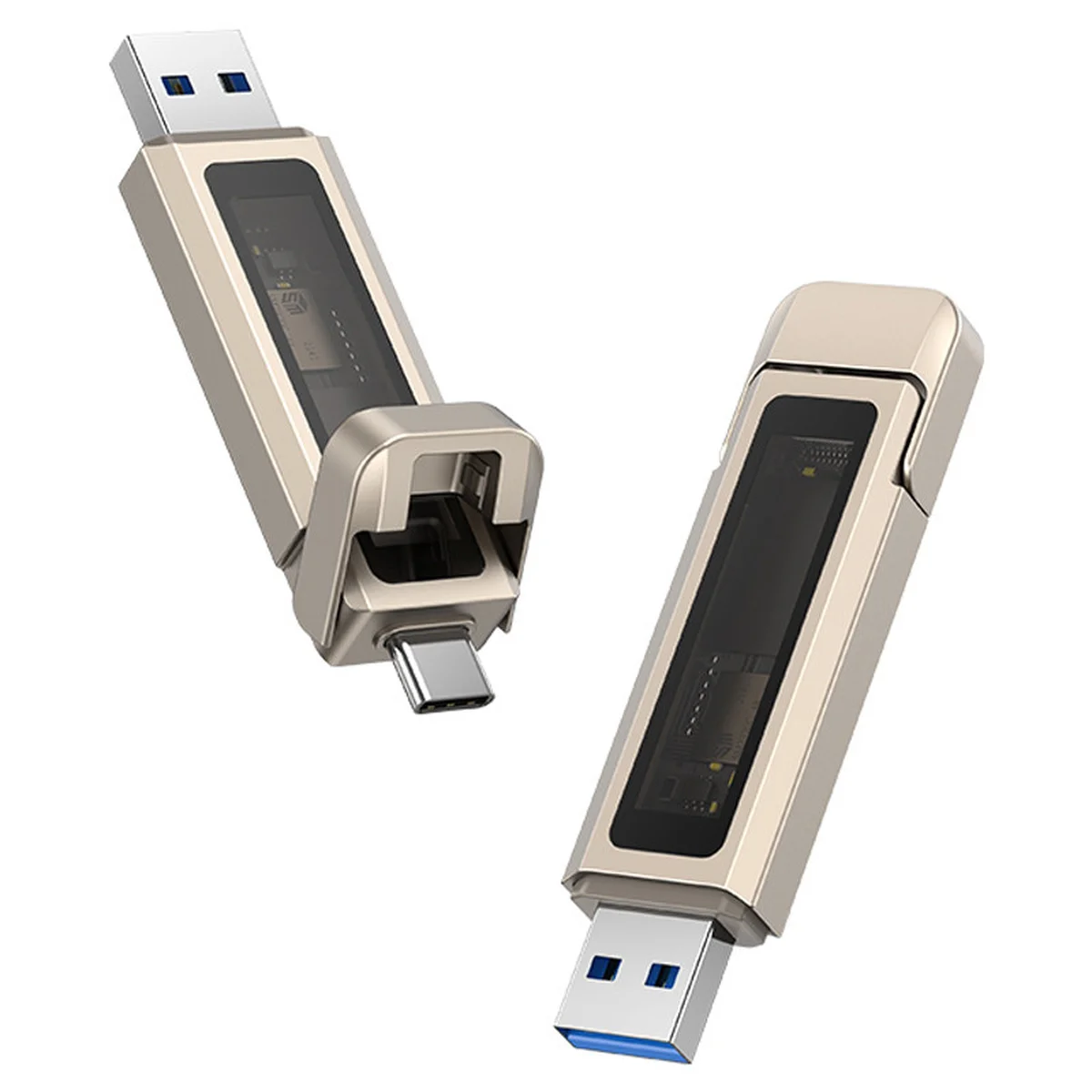 Флеш накопитель USAMS US-ZB275 USB3.2+Type-C GEN1 Dual Ports Aluminum Alloy 5G Flash Drive 256Gb Silver