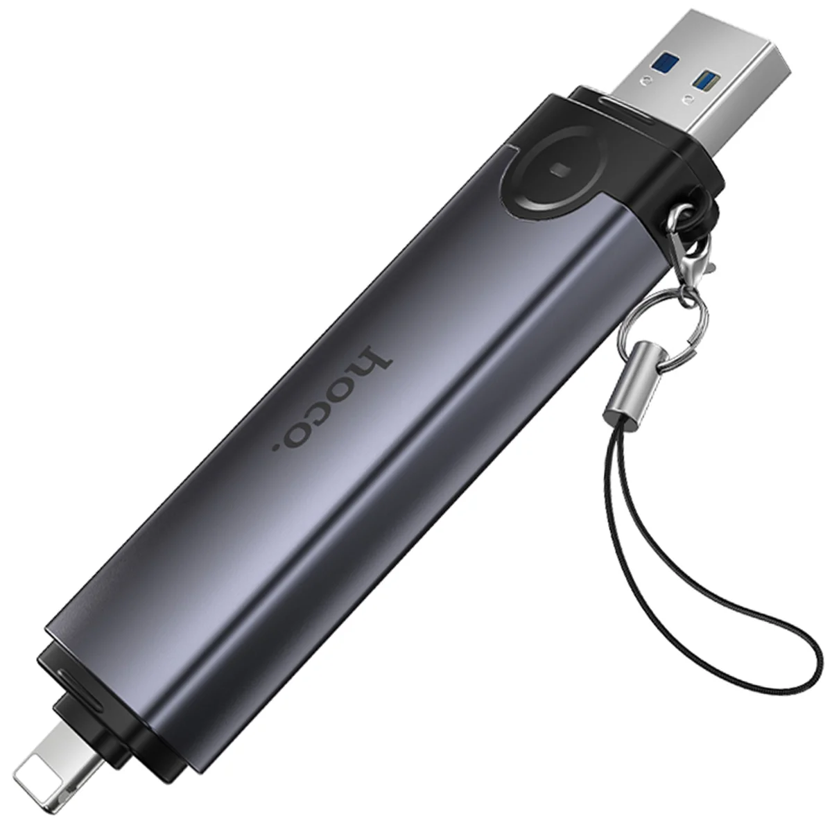 Картридер Hoco HB56A Victory 5in1 Lightning/USB2.0 to SD/TF3.0 + USB 2.0 Metal gray
