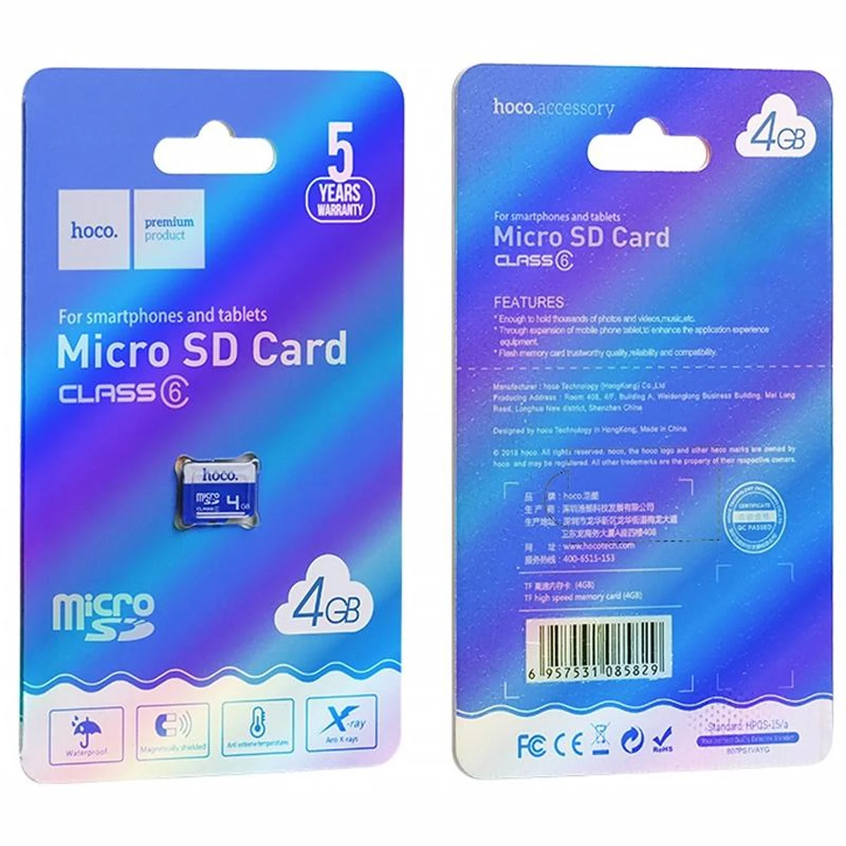 Карта памяти Hoco microSDHC 4GB Card Class 6 Blue