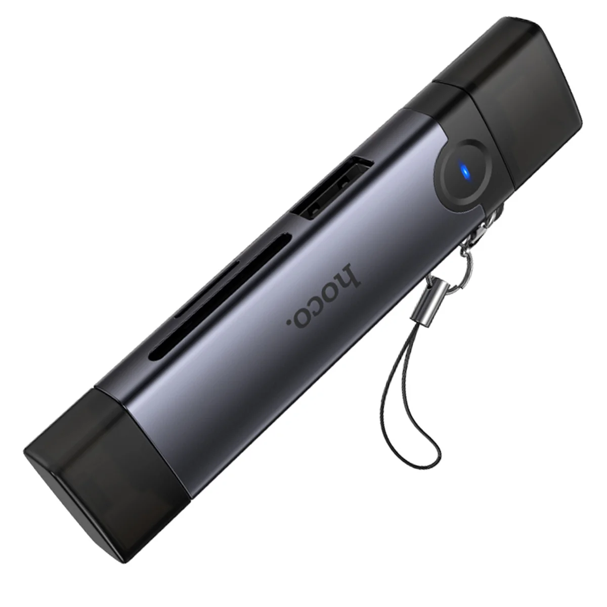 Картридер Hoco HB56B Victory 5in1 Type-C/Lightning to SD/TF3.0 + USB 2.0 Metal gray