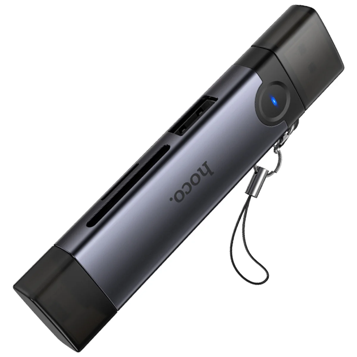 Картридер Hoco HB56A Victory 5in1 Lightning/USB2.0 to SD/TF3.0 + USB 2.0 Metal gray