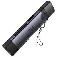 Картридер Hoco HB56A Victory 5in1 Lightning/USB2.0 to SD/TF3.0 + USB 2.0 Metal gray
