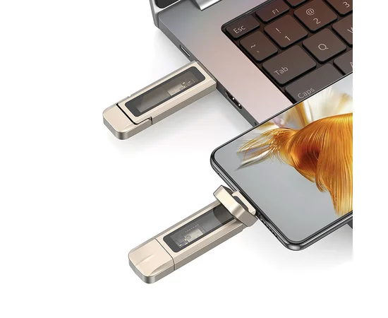 Флеш накопичувач USAMS US-ZB279 USB3.2+Type-C GEN1 Dual Ports Aluminum Alloy 10G Flash Drive 256G Silver