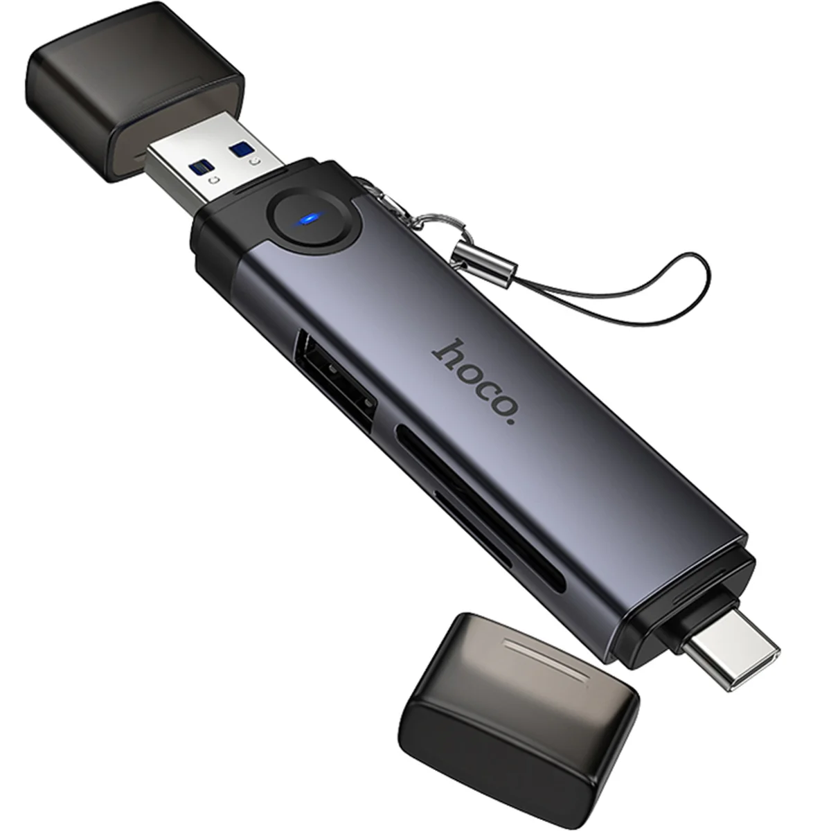 Картридер Hoco HB56 Victory 5in1 Type-C/USB2.0 to SD/TF3.0 + USB 2.0 Metal gray