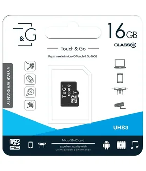 Карта памяти T&G (UHS-3) microSDHC Class 10 - 16GB (без адаптера) Черный