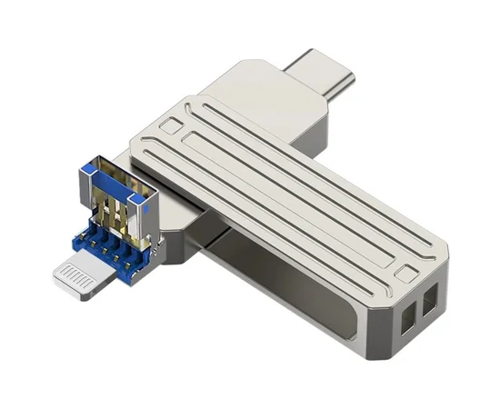 Флеш-драйв USB 3.0 Flash Drive WIWU Wi-FD001 3 in 1 32GB Silver