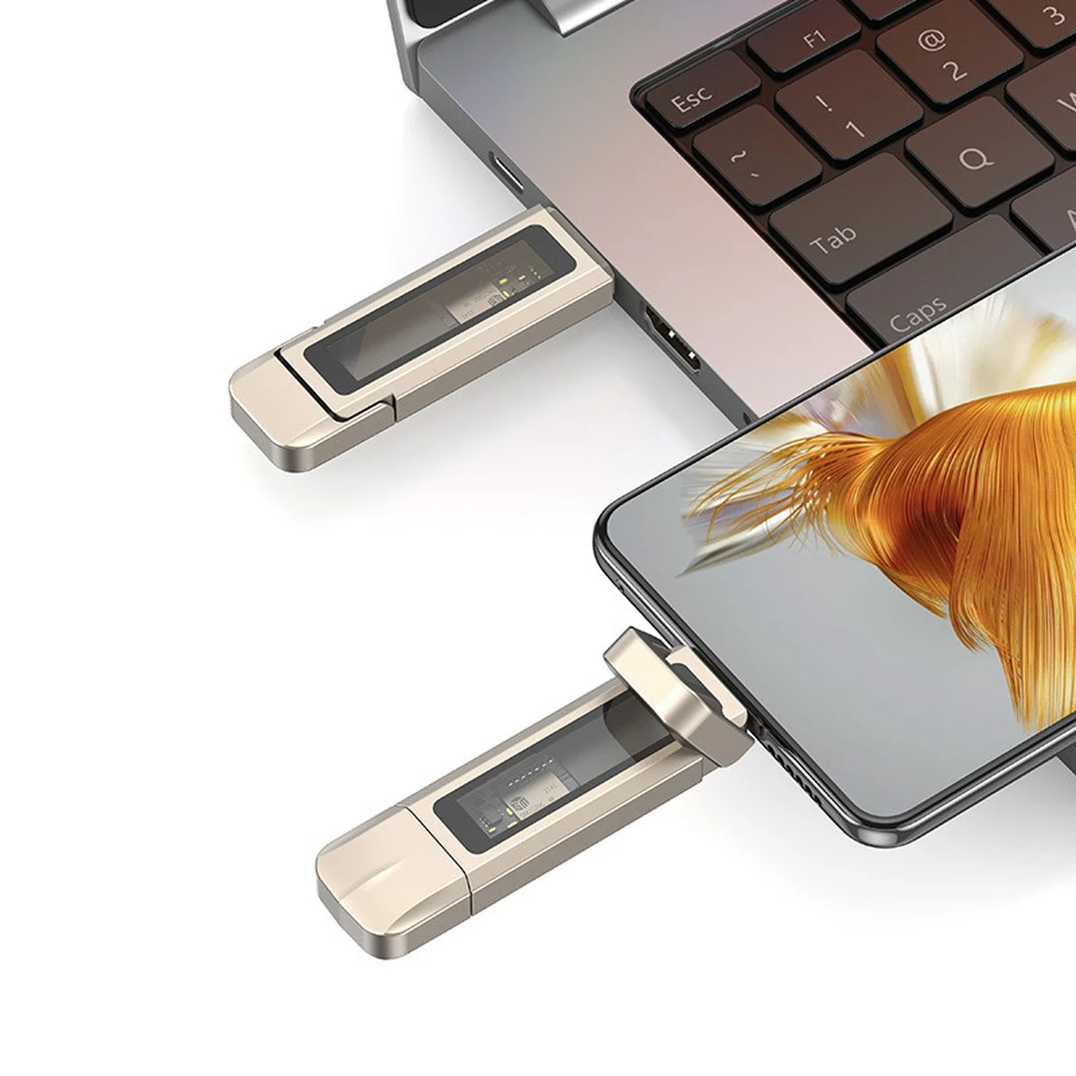 Флеш накопитель USAMS US-ZB275 USB3.2+Type-C GEN1 Dual Ports Aluminum Alloy 5G Flash Drive 256Gb Silver