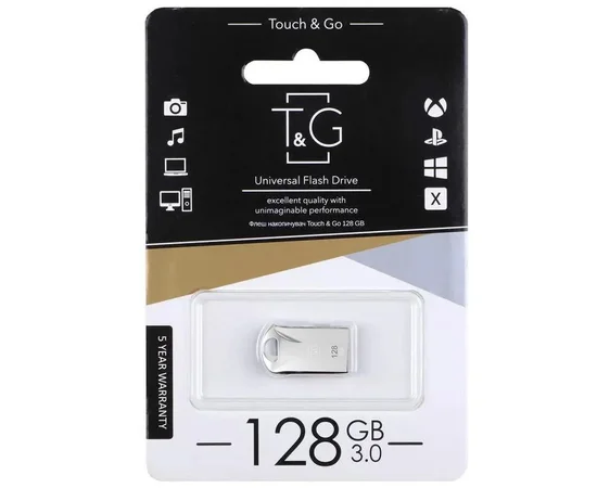 Флеш-драйв USB 3.0 Flash Drive T&G 106 Metal Series 128GB Серебряный