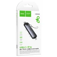 Картридер Hoco HB56B Victory 5in1 Type-C/Lightning to SD/TF3.0 + USB 2.0 Metal gray