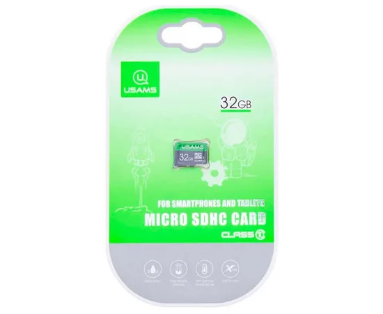 Карта памяти USAMS US-ZB094 TF High Speed Card 32 Gb (по adapter) Green