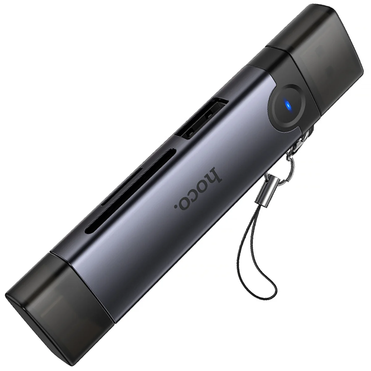 Картридер Hoco HB56 Victory 5in1 Type-C/USB2.0 to SD/TF3.0 + USB 2.0 Metal gray