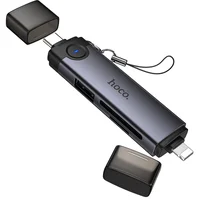 Картридер Hoco HB56B Victory 5in1 Type-C/Lightning to SD/TF3.0 + USB 2.0 Metal gray
