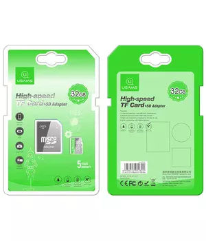 Карта памяти USAMS US-ZB118 TF High Speed Card 32 Gb + adapter Green