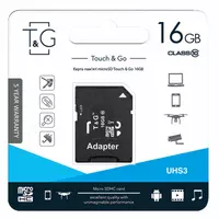 Карта пам'яті T&G (UHS-3) microSDHC Class 10 - 16GB (з адаптером) Чорний
