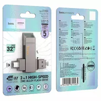 Флеш-накопитель Hoco UD15 2in1 Type-C USB 3.2 - 32GB Silver