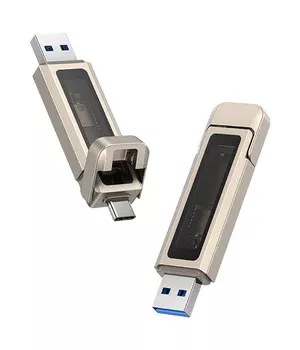 Флеш накопитель USAMS US-ZB276 USB3.2+Type-C GEN1 Dual Ports Aluminum Alloy 5G Flash Drive 512Gb Silver