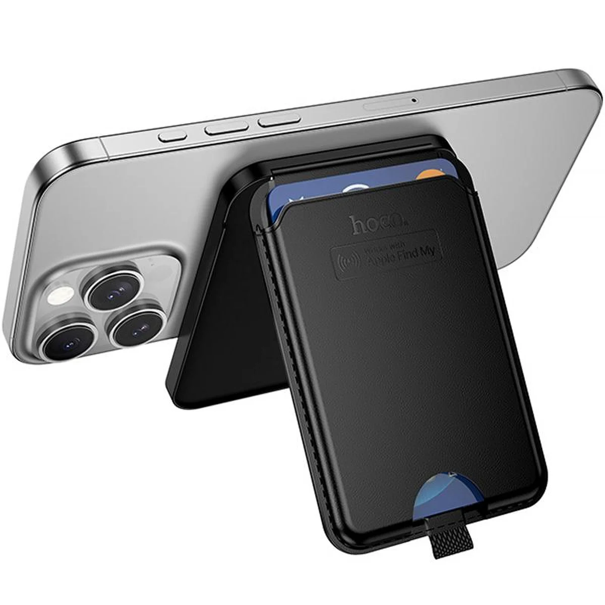 Кардхолдер магнитный Hoco E91I Tiger с трекером 120 mAh Black