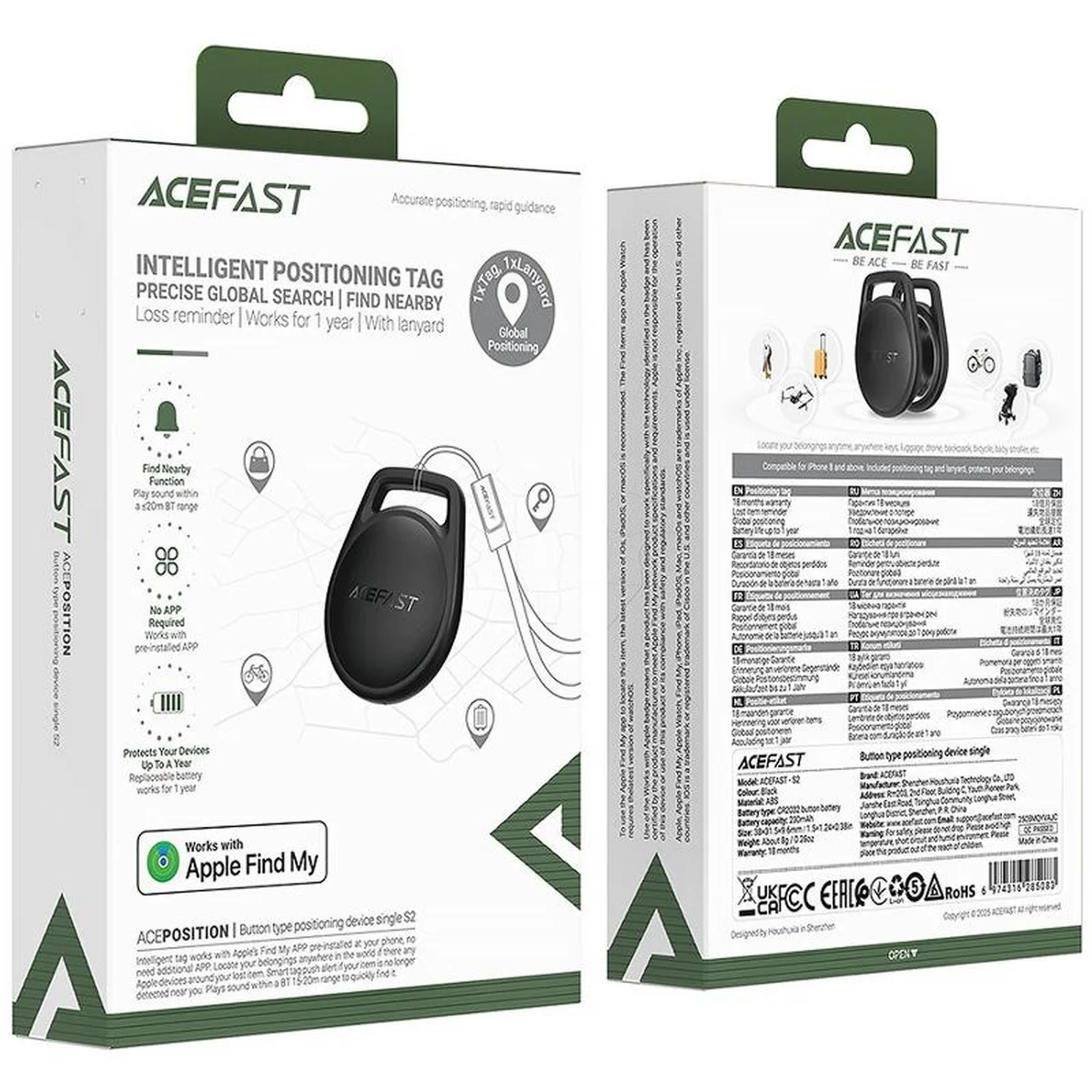 Трекер Acefast S2 Safe Tag Black