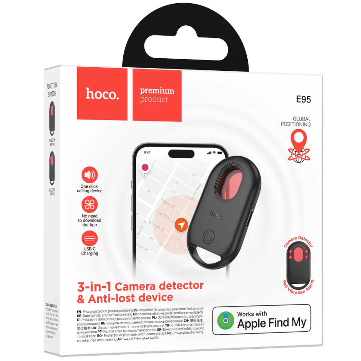 Трекер Hoco E95 Quest + детектор скрытых камер 65 mAh Black