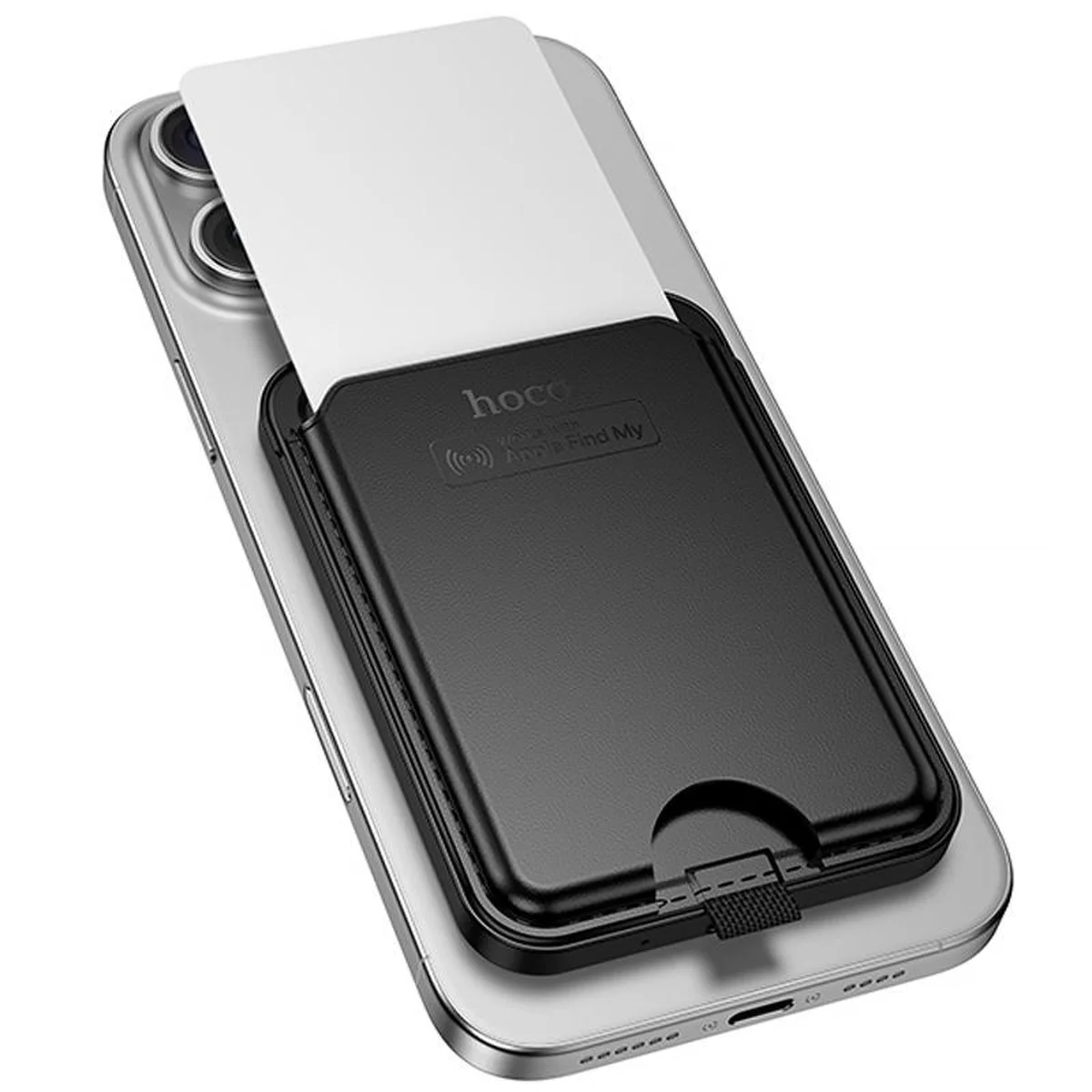 Кардхолдер магнітний Hoco E91I Tiger з трекером 120 mAh Black