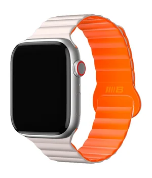 Ремінець BlueO Magnetic Silicone для Apple Watch 42(ser.1-3)/44/45/46/49mm White / Orange