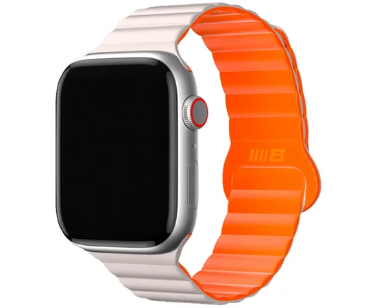 Ремінець BlueO Magnetic Silicone для Apple Watch 42(ser.1-3)/44/45/46/49mm White / Orange