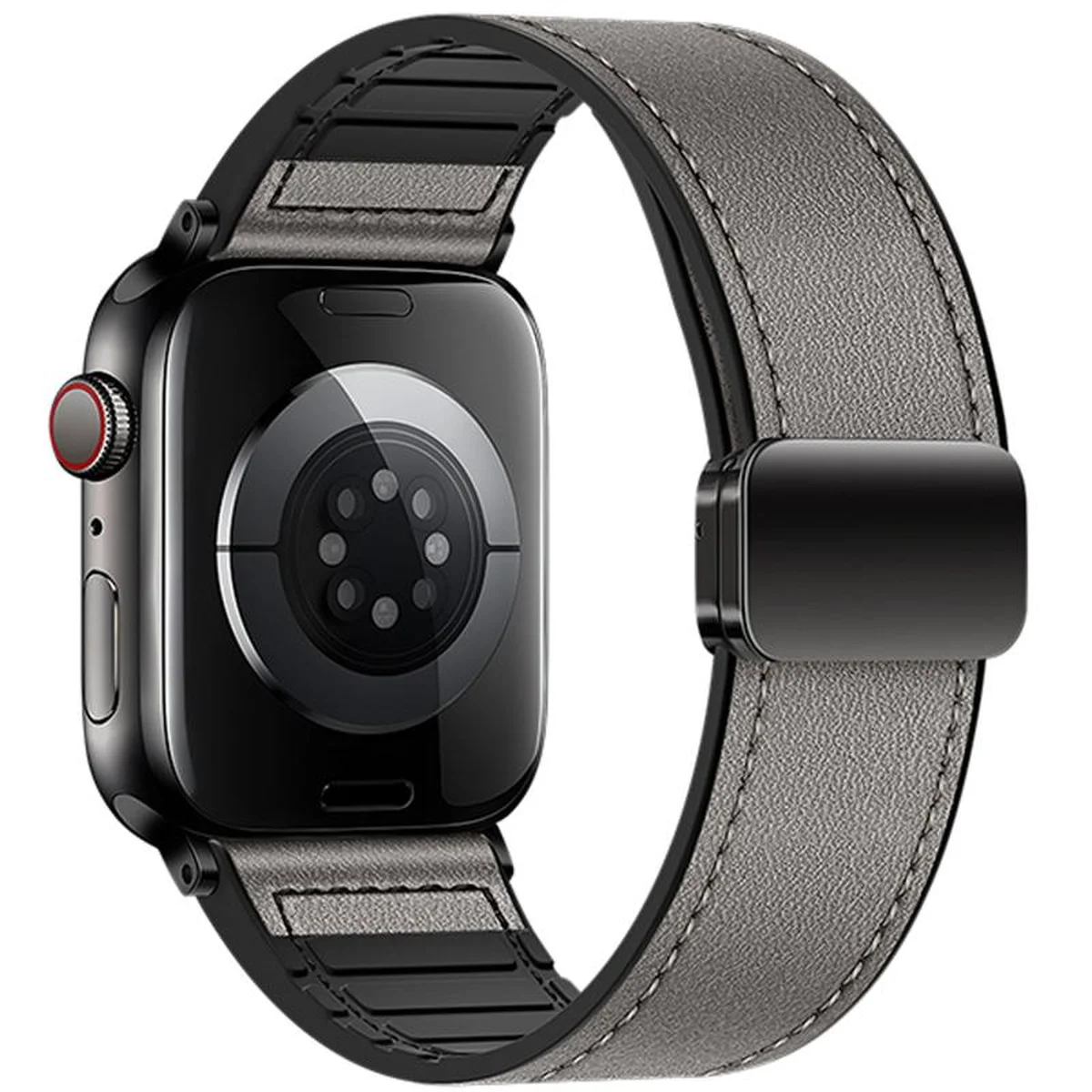 Ремешок Hoco WA34 Basic magnetic buckle silicone leather strap для Apple watch 44/45/46/49mm Dark Gray